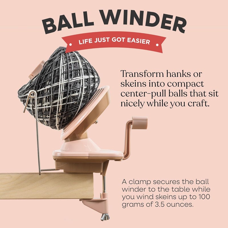 KnitPicks Yarn Ball Winder for Knitting and Crocheting (Dusty Rose) - Image 2